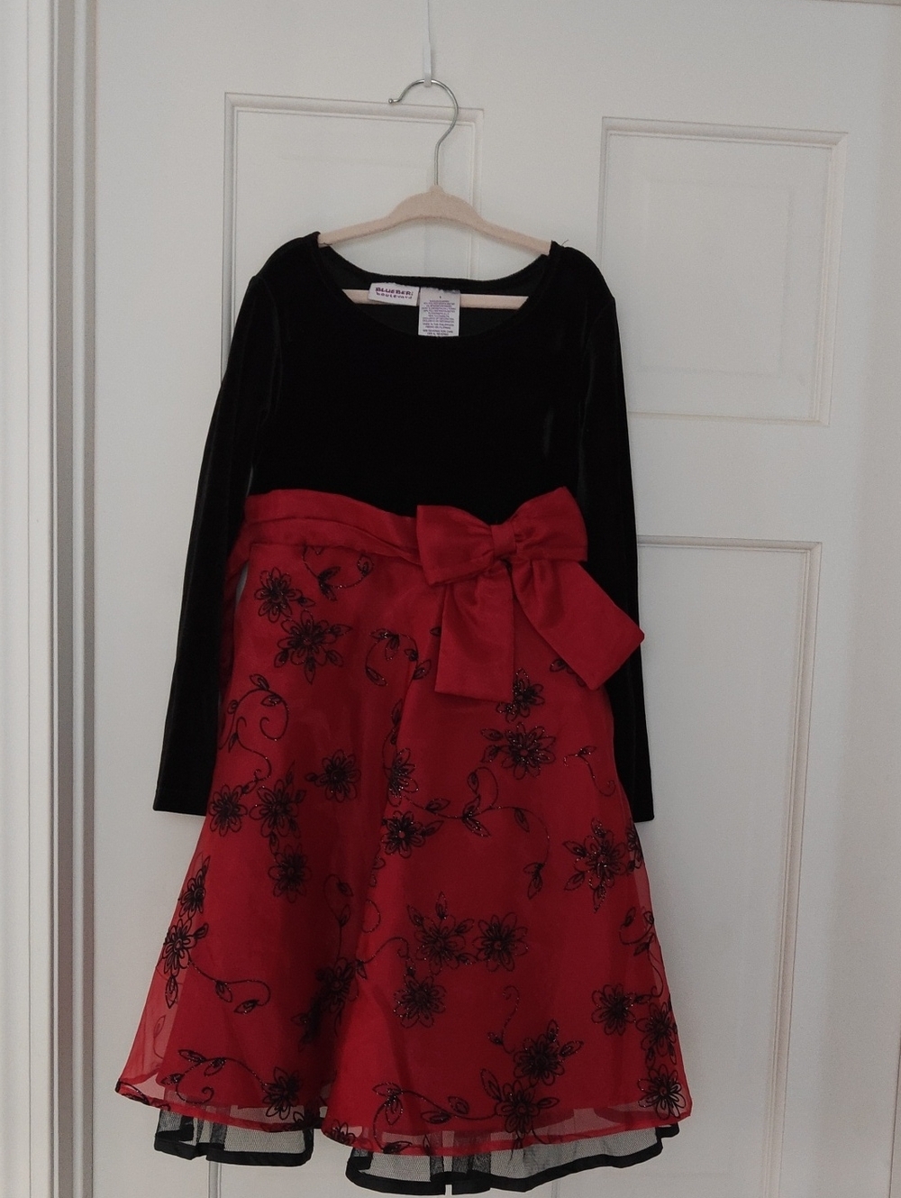 Blueberi Boulevard Holiday Bow-Accent Black & Red Girls Dress Size 6